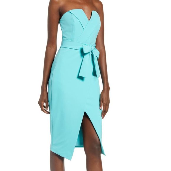 Lavish Alice Dresses & Skirts - Lavish Alice straight bandeau midi dress in aqua